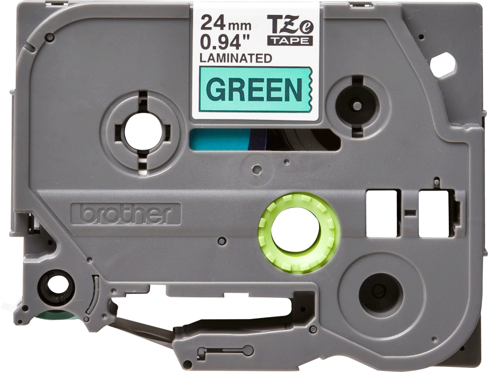 Oriģināla Brother TZe-751 uzlīmju lentes kasete - melnas drukas zaļa, 24mm plata 2